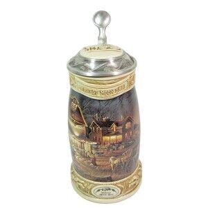Vtg 1998 Terry Redlin "Harvest Moon Ball" Stein w/Lid 1610/5000 Cert. of Authen.